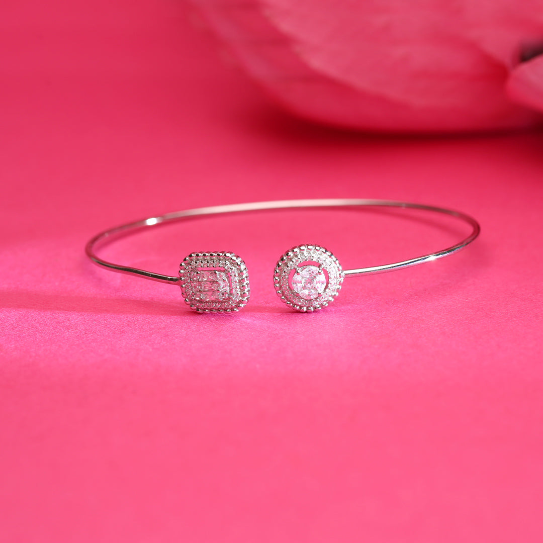 Glinting Stones Oval Silver Bracelets