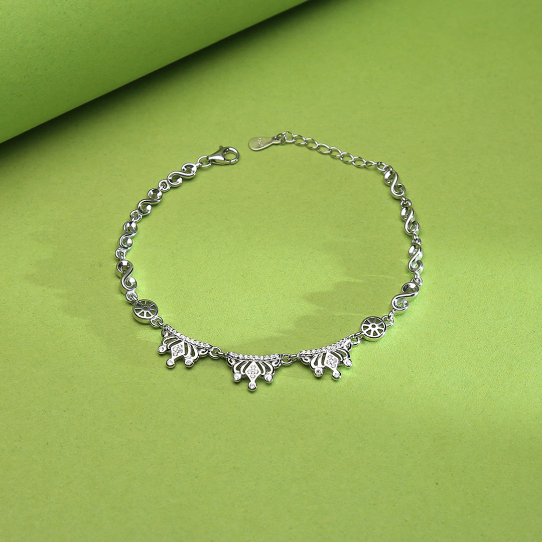 Triple Crown Flexible Silver Bracelets